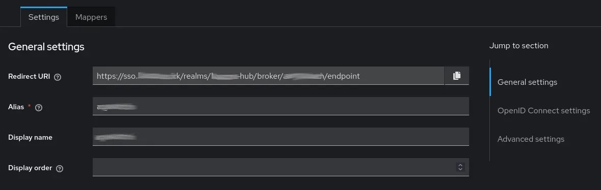 General settings for the identity provider