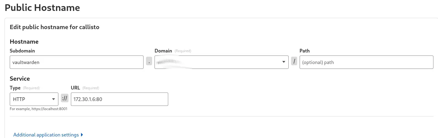 Create a public hostname for bitwarden in our cloudflare tunnel