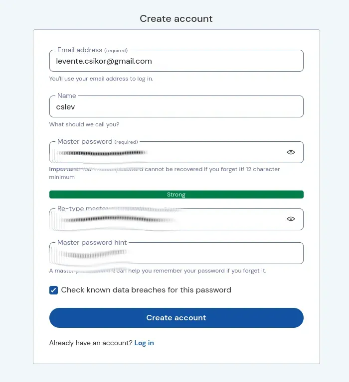 After filling in the details, click on Create account
