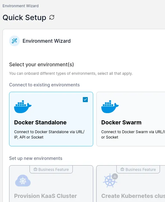 Select Docker Standalone