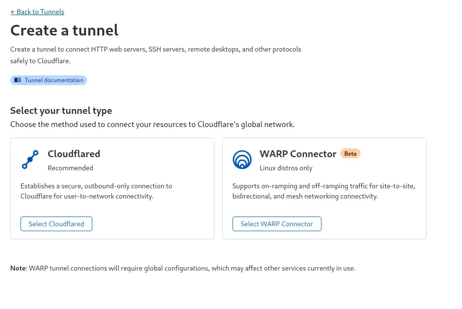 Select Cloudflared