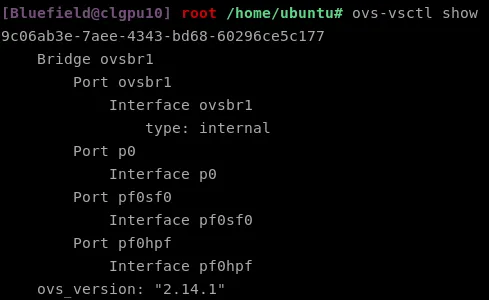 Output of ovs-vsctl show after readding bridge and its ports