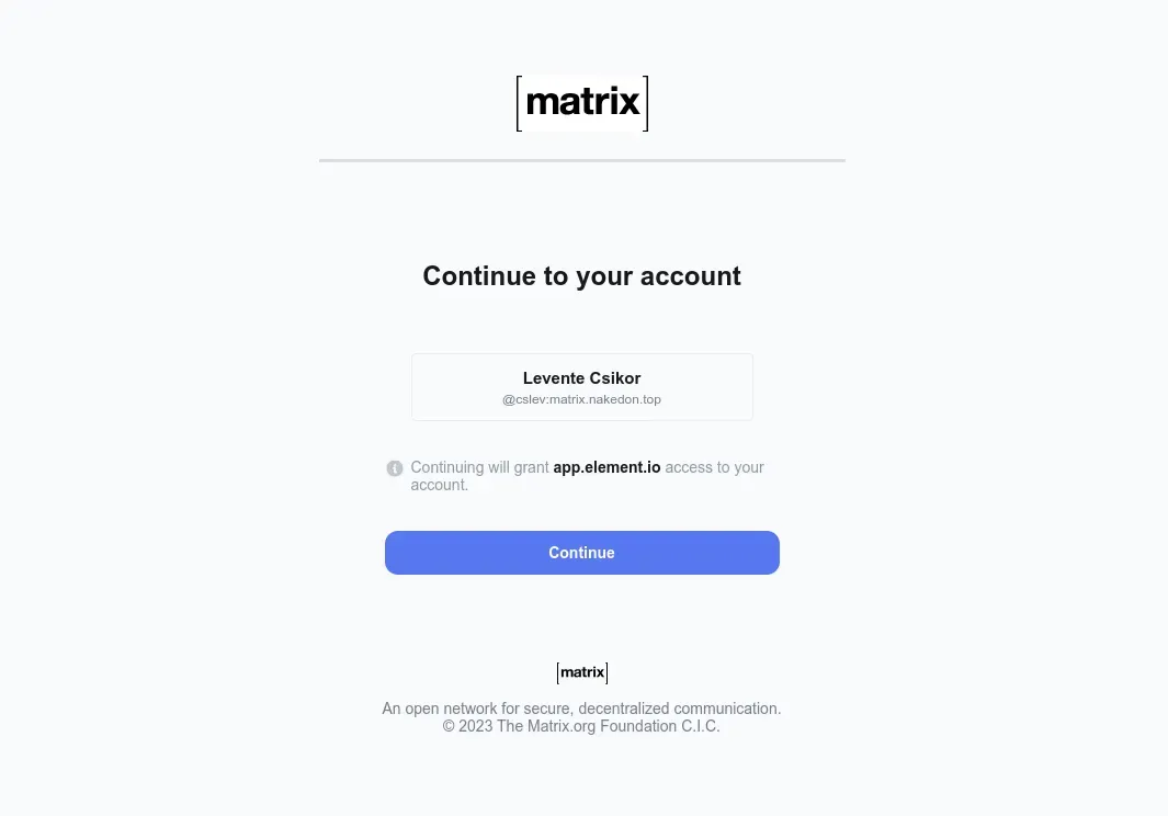 Continue with the profile info provided by Keycloak