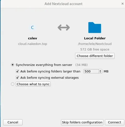 Click on Skip folders configuration