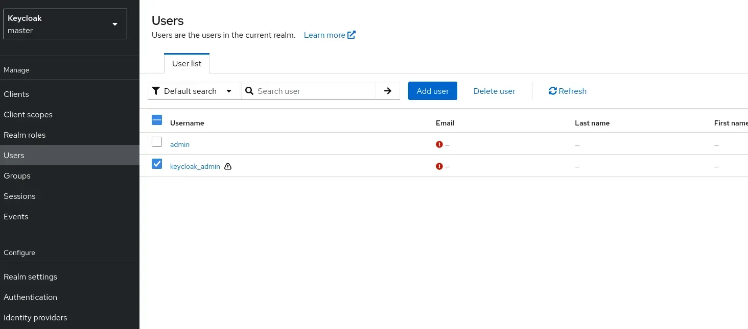 Select the bootstrap account and delete
