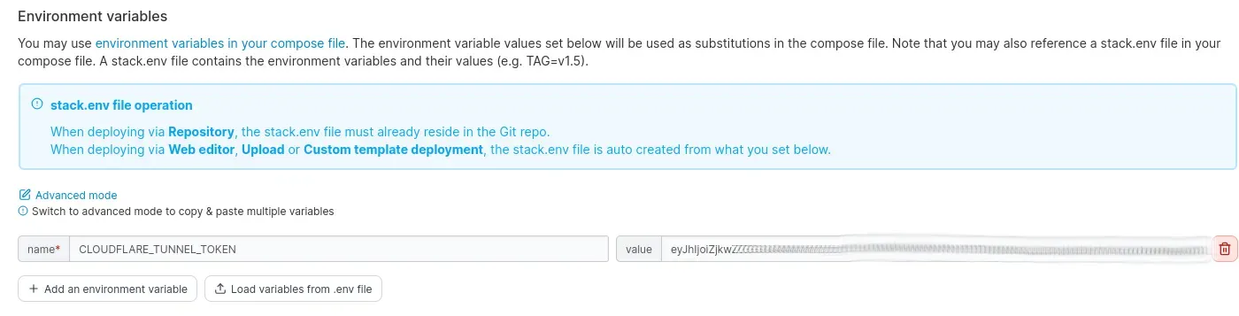 Add the cloudflare token as an environment variable