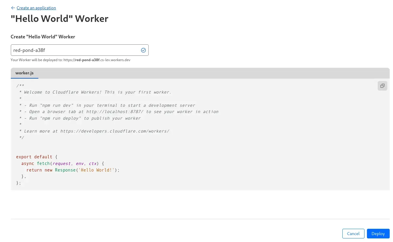 Deploy first this sample hello world app